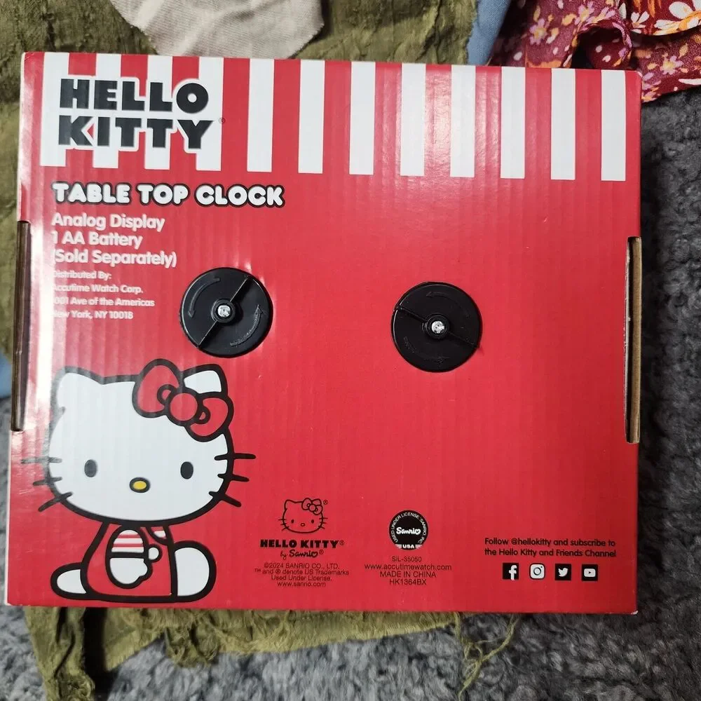 New Sanrio Hello Kitty Face In Red Bow Table Top Clock In Box